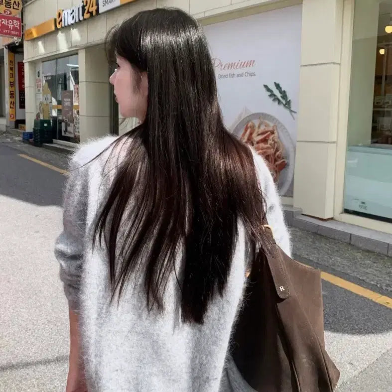 [BUNJANG] NuaNua Raccoon Oversized Cardigan / 누아누아 라쿤오버가디건 그레이 차콜