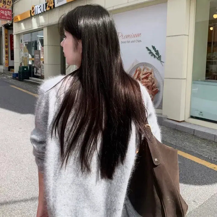 [BUNJANG] NuaNua Raccoon Oversized Cardigan / 누아누아 라쿤오버가디건 그레이 차콜