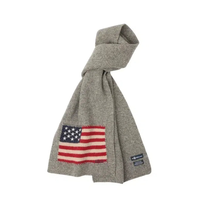 [BUNJANG] Polo Ralph Lauren Gray Wool Flag Muffler / 폴로 랄프로렌 성조기 그레이 울 머플러