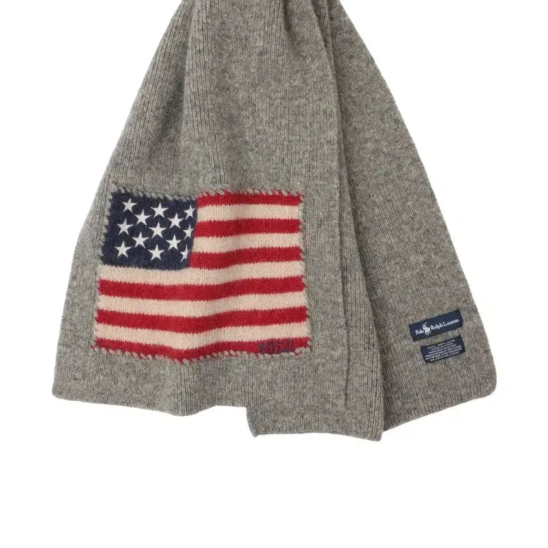[BUNJANG] Polo Ralph Lauren Gray Wool Flag Muffler / 폴로 랄프로렌 성조기 그레이 울 머플러