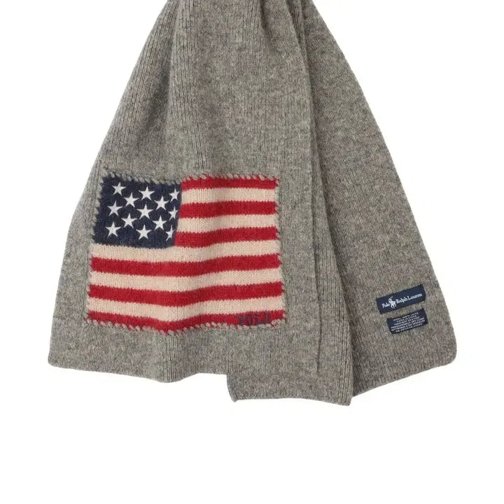 [BUNJANG] Polo Ralph Lauren Gray Wool Flag Muffler / 폴로 랄프로렌 성조기 그레이 울 머플러