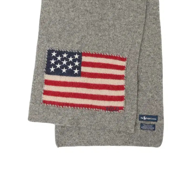 [BUNJANG] Polo Ralph Lauren Gray Wool Flag Muffler / 폴로 랄프로렌 성조기 그레이 울 머플러