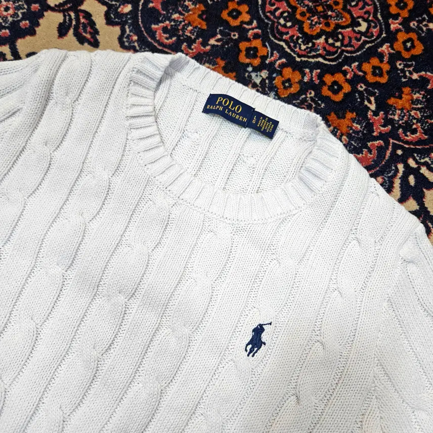 [BUNJANG] Polo Ralph Lauren Cotton Cable Knit Sweater / 폴로랄프로렌 코튼 케이블 반팔 니트 스웨터  L 사이즈
