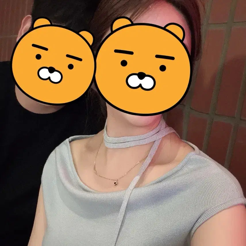 [BUNJANG] Pale Blue Knit Top &amp; Choker Set / 페일블루 니트 탑 + 초커