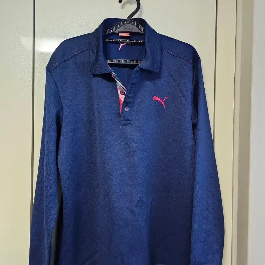 [BUNJANG] Puma Navy Long Sleeve Fleece Lined Polo Shirt / 푸마 네이비 긴팔 기모 폴로티 100