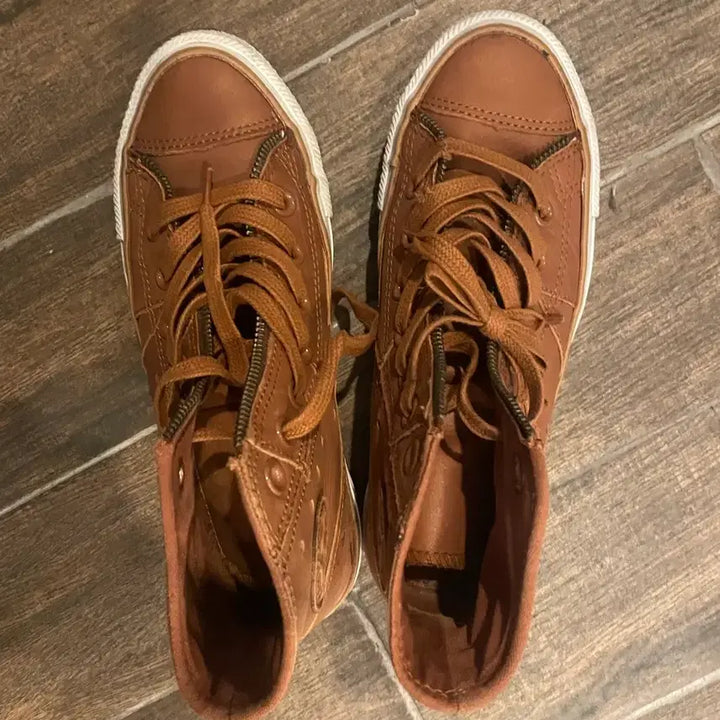 [BUNJANG] Converse High Leather Brown Sneakers / 컨버스 하이 레더 브라운 230