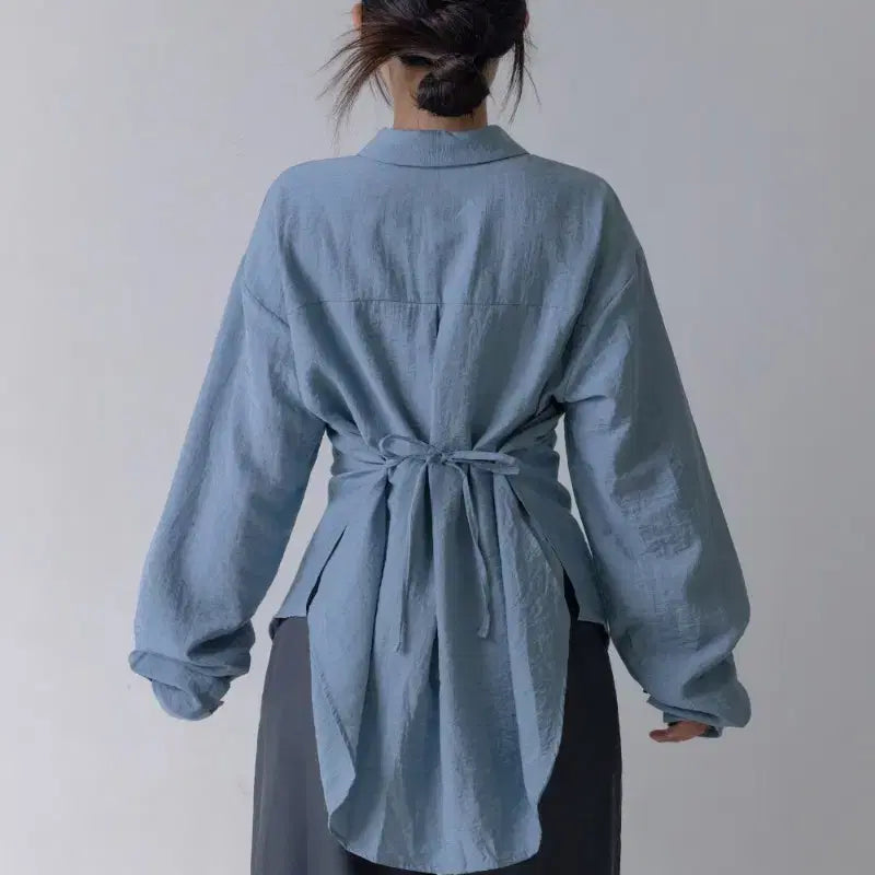 [BUNJANG] Fineue Breeze String Line Linen Oversized Shirt / [새상품 24%할인] 파인느 플랫퍼 브리즈 스트링 라인 린넨 오버핏 셔츠