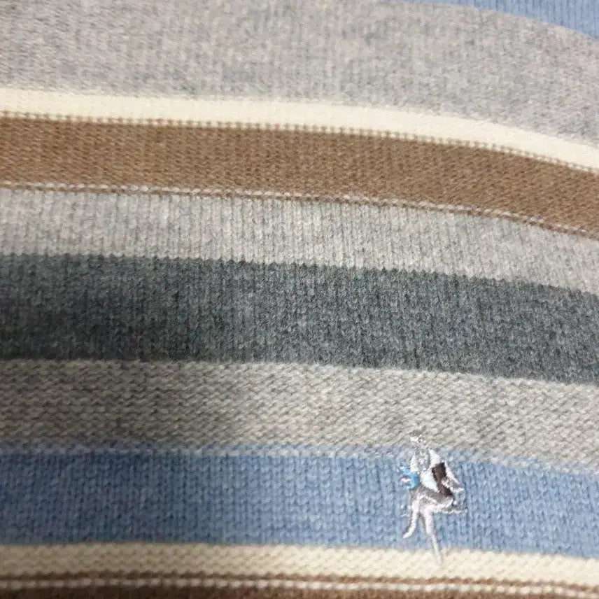 [BUNJANG] OLZEN Lambswool Striped Knit Sweater / 올젠 램스울100% 스트라이프 배색 라운드넥 니트 (105)