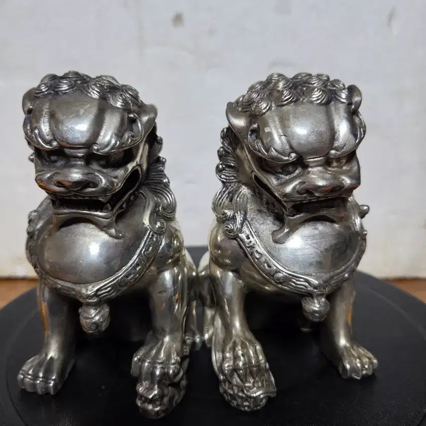 [BUNJANG] Silver Haetae Statues Pair Decoration / 실버 해태상 한 쌍 장식품