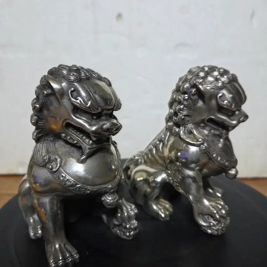 [BUNJANG] Silver Haetae Statues Pair Decoration / 실버 해태상 한 쌍 장식품