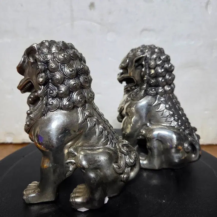 [BUNJANG] Silver Haetae Statues Pair Decoration / 실버 해태상 한 쌍 장식품