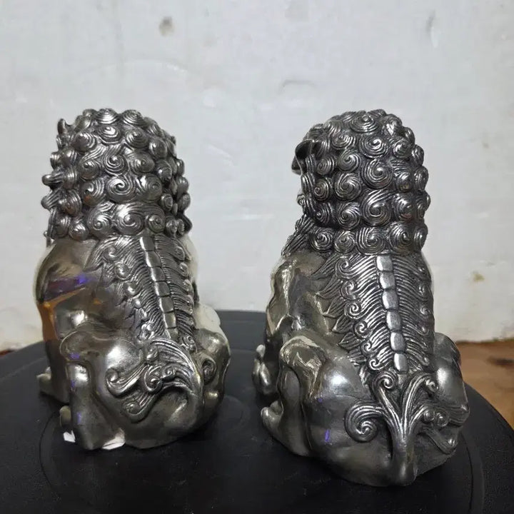 [BUNJANG] Silver Haetae Statues Pair Decoration / 실버 해태상 한 쌍 장식품