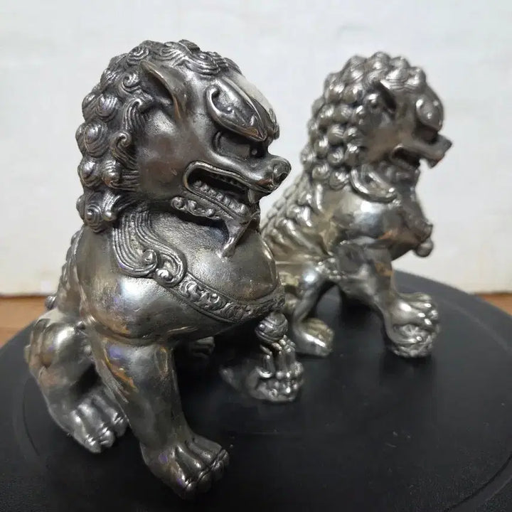 [BUNJANG] Silver Haetae Statues Pair Decoration / 실버 해태상 한 쌍 장식품