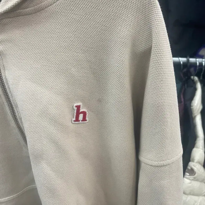 [BUNJANG] Hazzys Ivory Zip Detail Sweatshirt / 헤지스 맨투맨 아이보리 M 가슴60기장65