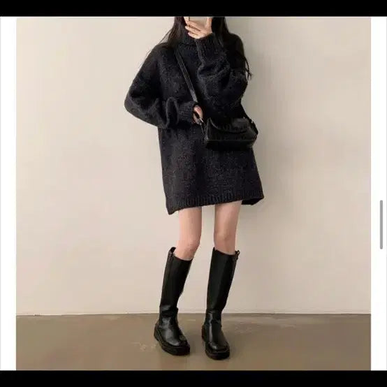 [BUNJANG] Charcoal Knit Dress / 차콜 니트 원피스 새상품