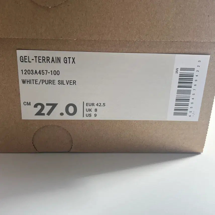 [BUNJANG] Asics Gel Terrain GTX White Pure Silver 270 Sneakers / 아식스 젤 터레인 GTX 화이트 퓨어 실버 270