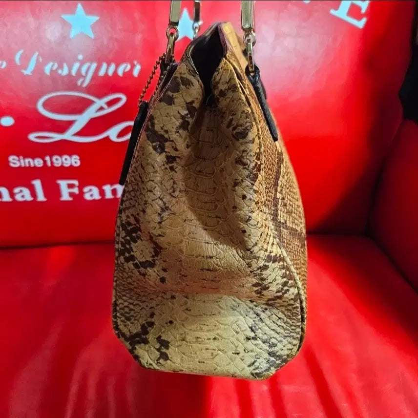 [BUNJANG] COACH Python Minetta Embossed Leather Tote Bag / 코치(COACH) 파이톤 미네타 엠보싱 가죽 토트백