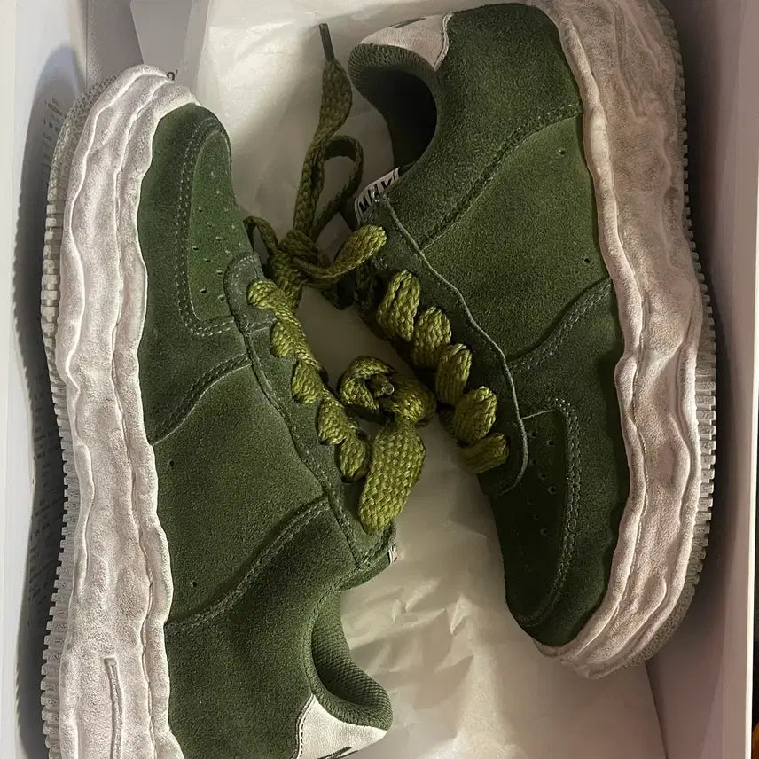 [BUNJANG] Mihara Yasuhiro Wayne Brushed Suede Sneakers / 미하라 야스히로 웨인 브러쉬드 스웨이드 그린 (size 37 + 새상품)