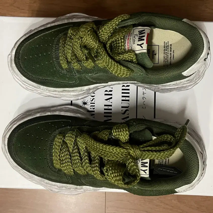 [BUNJANG] Mihara Yasuhiro Wayne Brushed Suede Sneakers / 미하라 야스히로 웨인 브러쉬드 스웨이드 그린 (size 37 + 새상품)