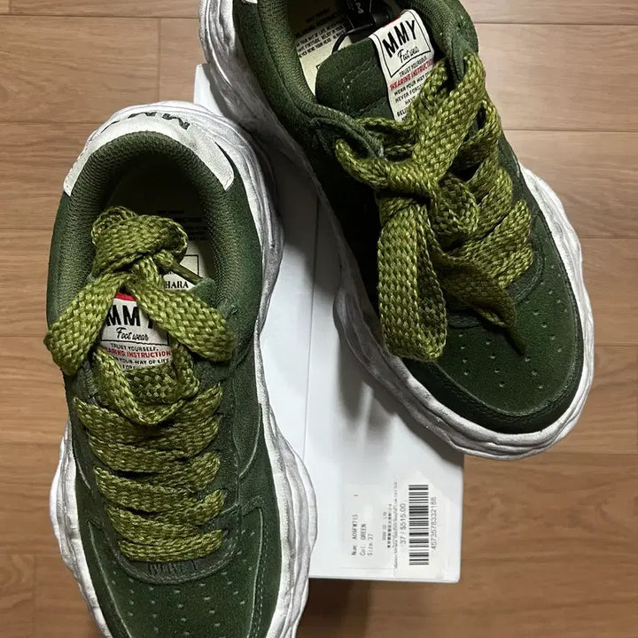 [BUNJANG] Mihara Yasuhiro Wayne Brushed Suede Sneakers / 미하라 야스히로 웨인 브러쉬드 스웨이드 그린 (size 37 + 새상품)