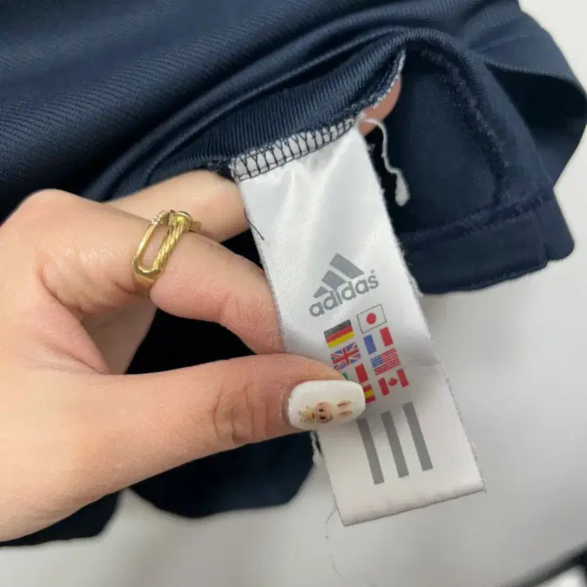 [BUNJANG] Adidas Tri-Stripe Half-Zip Polo Shirt Navy M / 아디다스 삼선 반집업 카라 반팔티 네이비 M