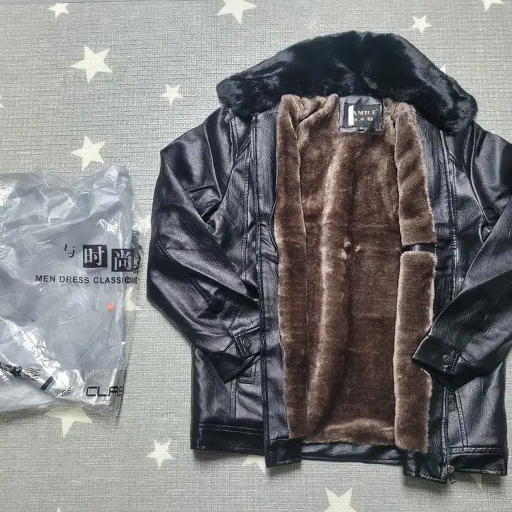 [BUNJANG] AMILE Faux Leather Black Mustang Jacket / 새상품 AMILE 인조 가죽 블랙 무스탕 자켓