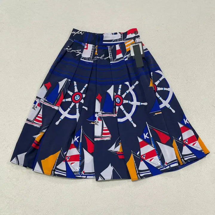 [BUNJANG] Karl Lagerfeld Marine Print Fleece Long Skirt / 66 칼라거펠트 마린 프린트 플리스 롱 스커트 (새상품) 0312-1