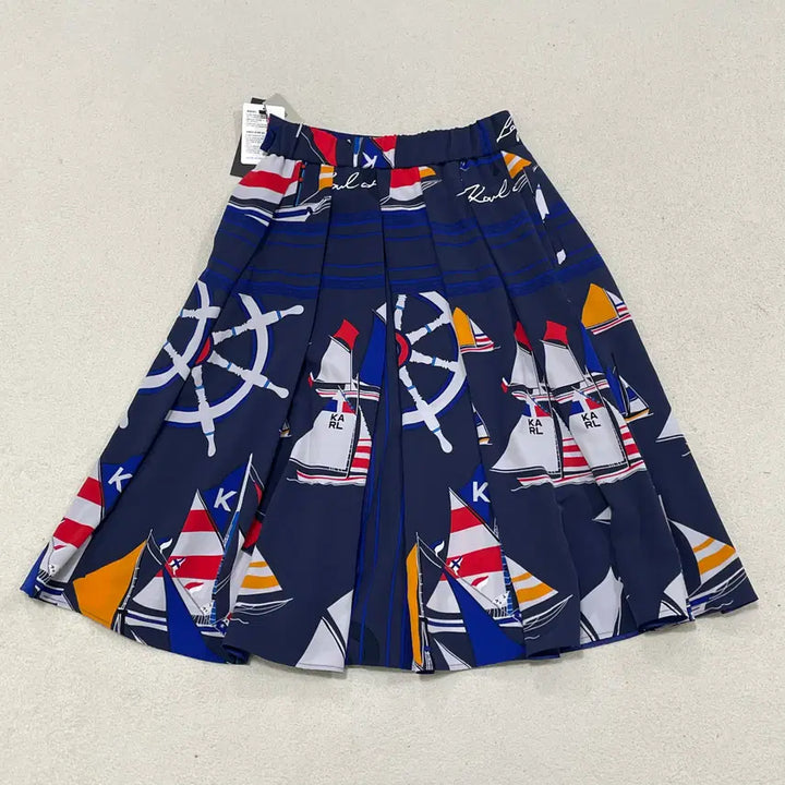 [BUNJANG] Karl Lagerfeld Marine Print Fleece Long Skirt / 66 칼라거펠트 마린 프린트 플리스 롱 스커트 (새상품) 0312-1