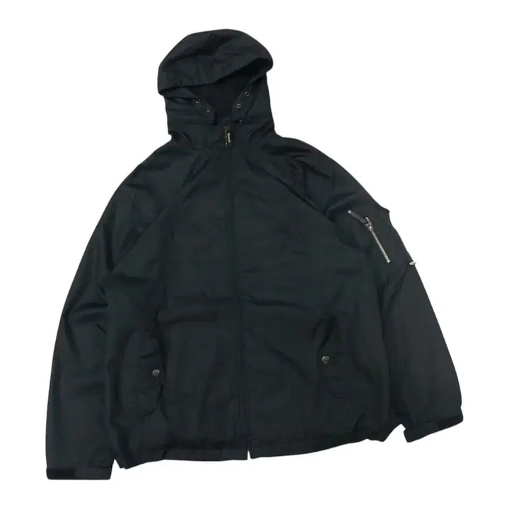 [BUNJANG] Airwalk Ripstop Technical Hooded Windbreaker (M) / 일본 에어워크 블랙 립스탑 테크니컬 후드 윈드브레이커 (M)