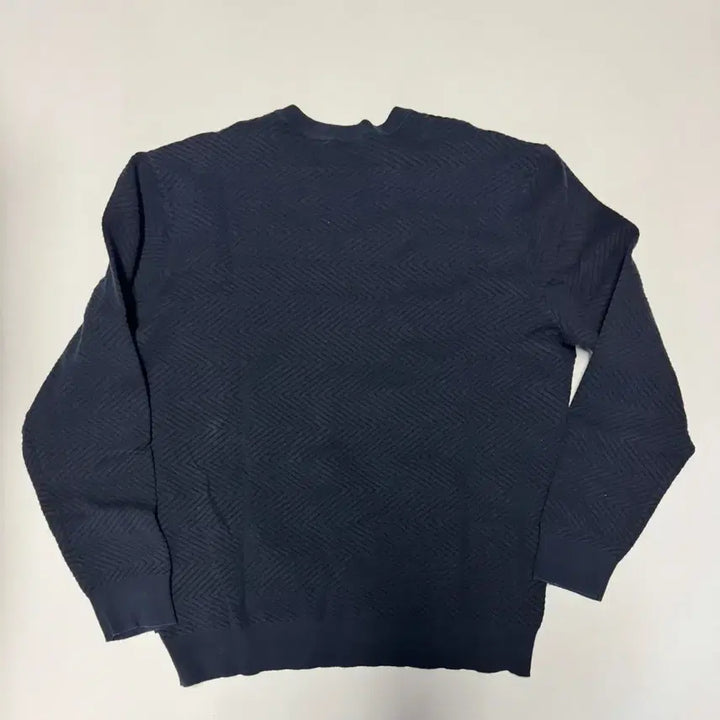[BUNJANG] Armani Exchange Minimal V-Neck Cotton Knit Sweater (L-XL) - Navy / 아르마니 익스체인지 미니멀 브이넥 코튼 물결 니트 L ~ XL 네이비