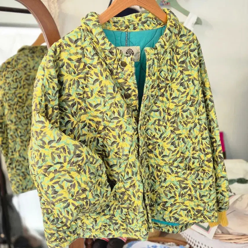 [BUNJANG] Naturalism Leaf Pattern Quilted Jacket / 내추럴리즘 잎 패턴 퀼팅 자켓
