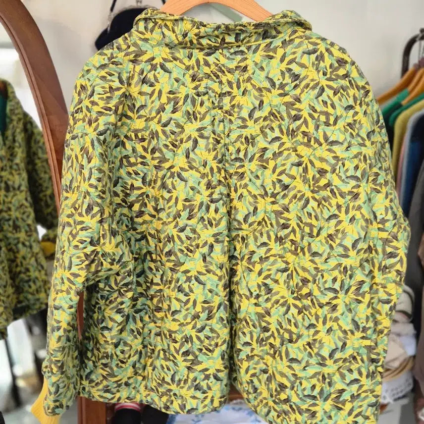 [BUNJANG] Naturalism Leaf Pattern Quilted Jacket / 내추럴리즘 잎 패턴 퀼팅 자켓