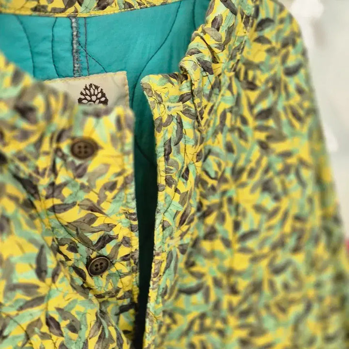 [BUNJANG] Naturalism Leaf Pattern Quilted Jacket / 내추럴리즘 잎 패턴 퀼팅 자켓
