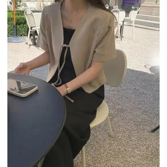 [BUNJANG] Marynaround Monet Linen Jacket / 메리어라운드 모네트 노카라자켓 린넨자켓 (새상품)