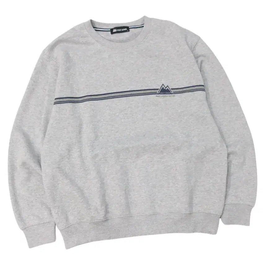 [BUNJANG] FIRST DOWN Mountain Logo Gray Sweatshirt (L) / FIRST DOWN 퍼스트다운 빈티지 마운틴 로고 그레이 맨투맨 (L)