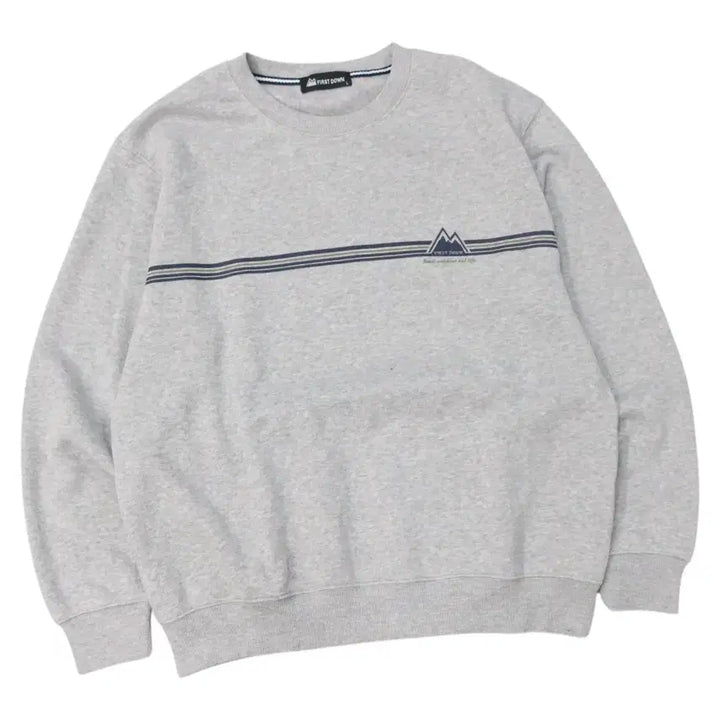 [BUNJANG] FIRST DOWN Mountain Logo Gray Sweatshirt (L) / FIRST DOWN 퍼스트다운 빈티지 마운틴 로고 그레이 맨투맨 (L)