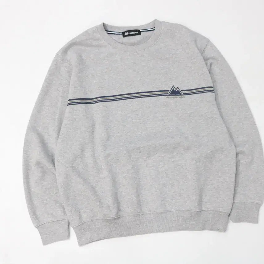 [BUNJANG] FIRST DOWN Mountain Logo Gray Sweatshirt (L) / FIRST DOWN 퍼스트다운 빈티지 마운틴 로고 그레이 맨투맨 (L)