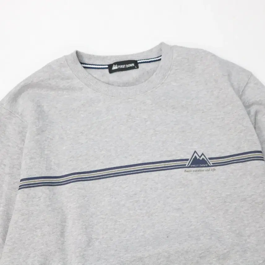 [BUNJANG] FIRST DOWN Mountain Logo Gray Sweatshirt (L) / FIRST DOWN 퍼스트다운 빈티지 마운틴 로고 그레이 맨투맨 (L)