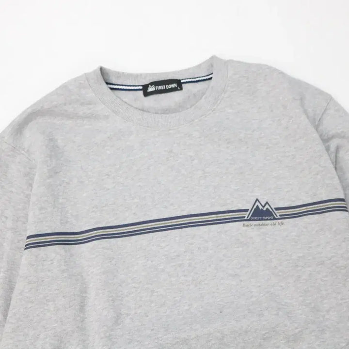 [BUNJANG] FIRST DOWN Mountain Logo Gray Sweatshirt (L) / FIRST DOWN 퍼스트다운 빈티지 마운틴 로고 그레이 맨투맨 (L)