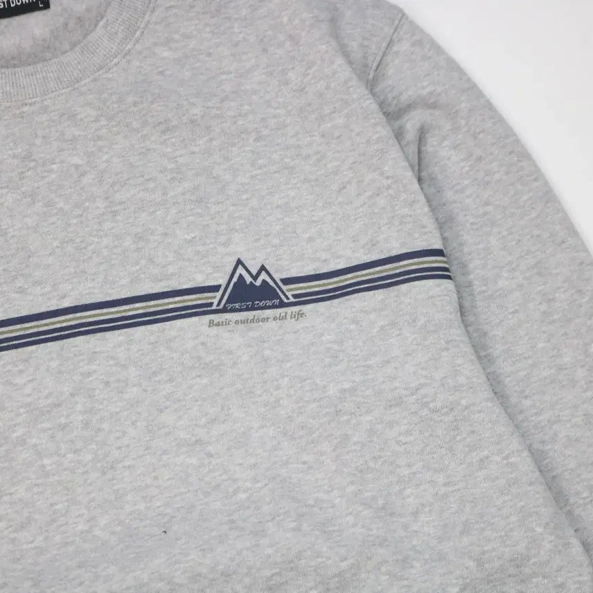 [BUNJANG] FIRST DOWN Mountain Logo Gray Sweatshirt (L) / FIRST DOWN 퍼스트다운 빈티지 마운틴 로고 그레이 맨투맨 (L)