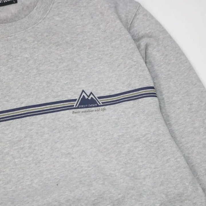 [BUNJANG] FIRST DOWN Mountain Logo Gray Sweatshirt (L) / FIRST DOWN 퍼스트다운 빈티지 마운틴 로고 그레이 맨투맨 (L)