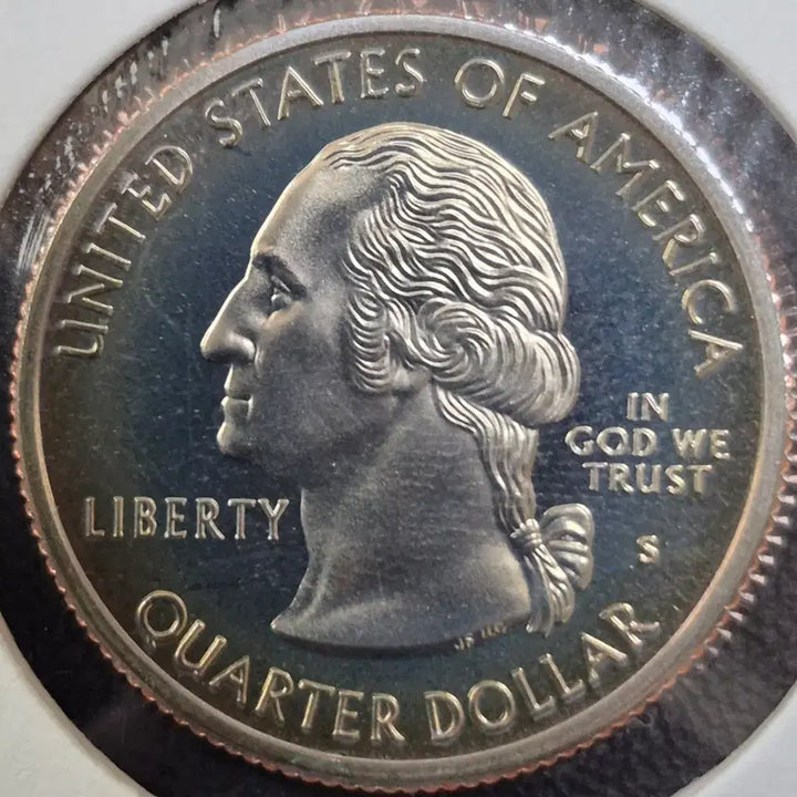 [BUNJANG] 1999 Delaware Quarter Proof Coin with Rainbow Toning / 1999년s 델라웨어 쿼터,무지개토닝 ~프루프 주화