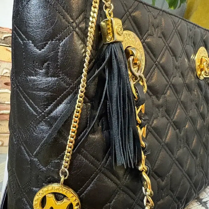 [BUNJANG] METROCITY Black Quilted Tote Bag / METROCITY 메트로시티 블랙 퀼팅 가방