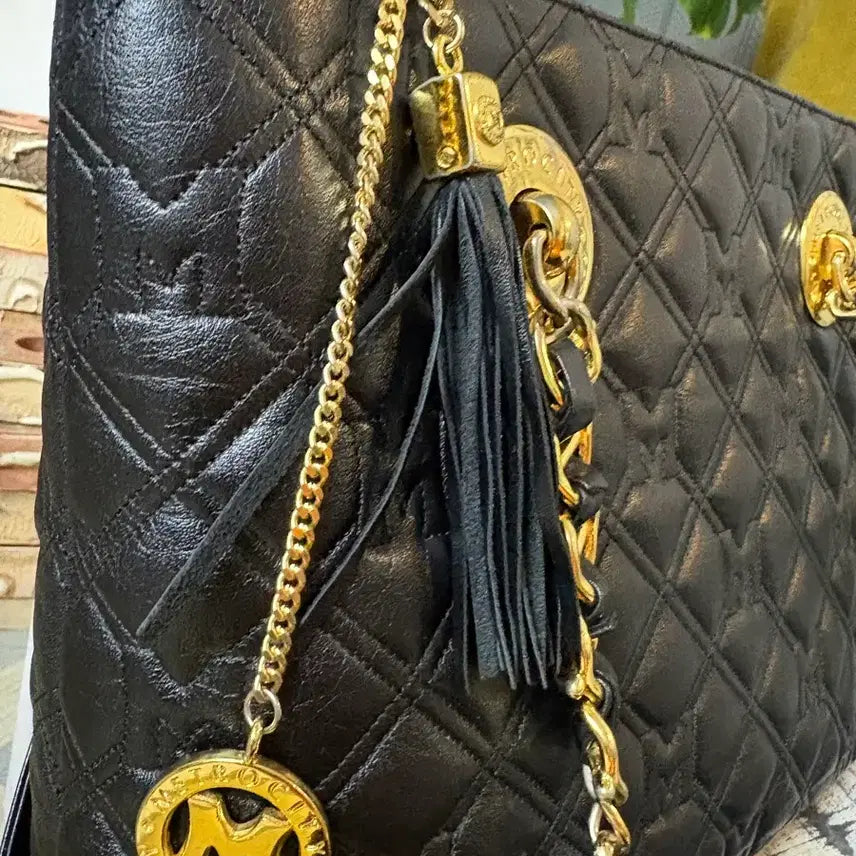 [BUNJANG] METROCITY Black Quilted Tote Bag / METROCITY 메트로시티 블랙 퀼팅 가방