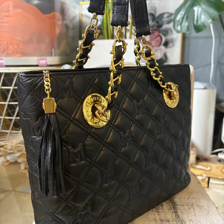 [BUNJANG] METROCITY Black Quilted Tote Bag / METROCITY 메트로시티 블랙 퀼팅 가방