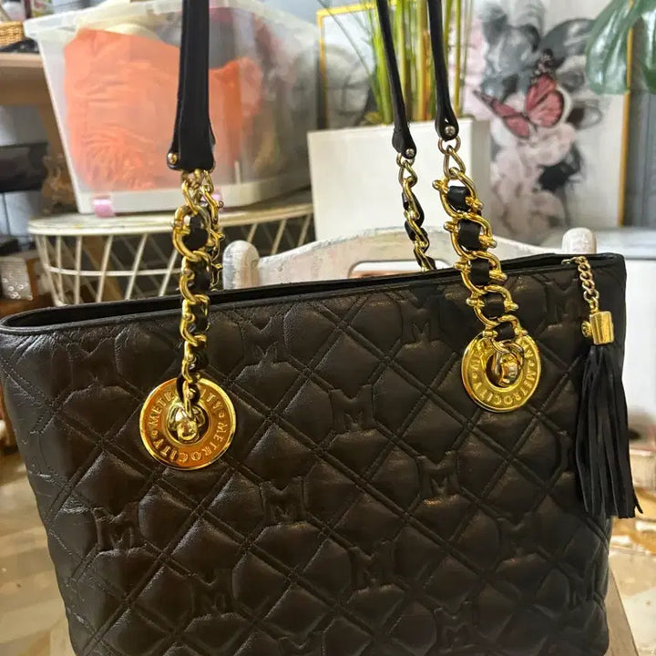 [BUNJANG] METROCITY Black Quilted Tote Bag / METROCITY 메트로시티 블랙 퀼팅 가방