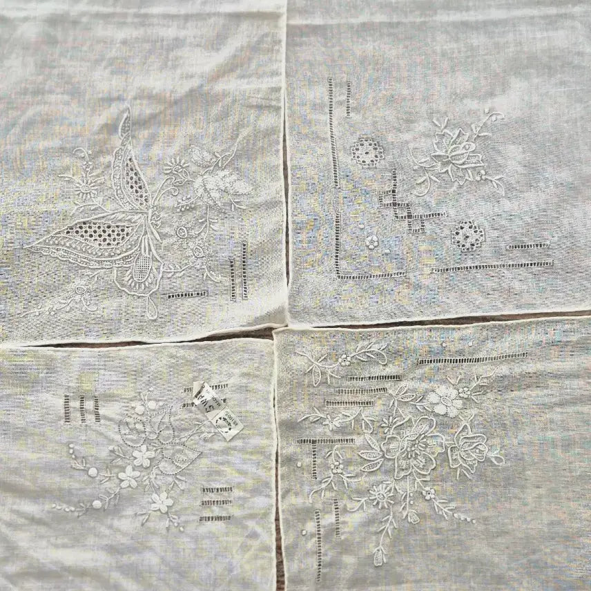 [BUNJANG] Embroidered Lace Handkerchief Set / 자수 레이스 손수건 4장