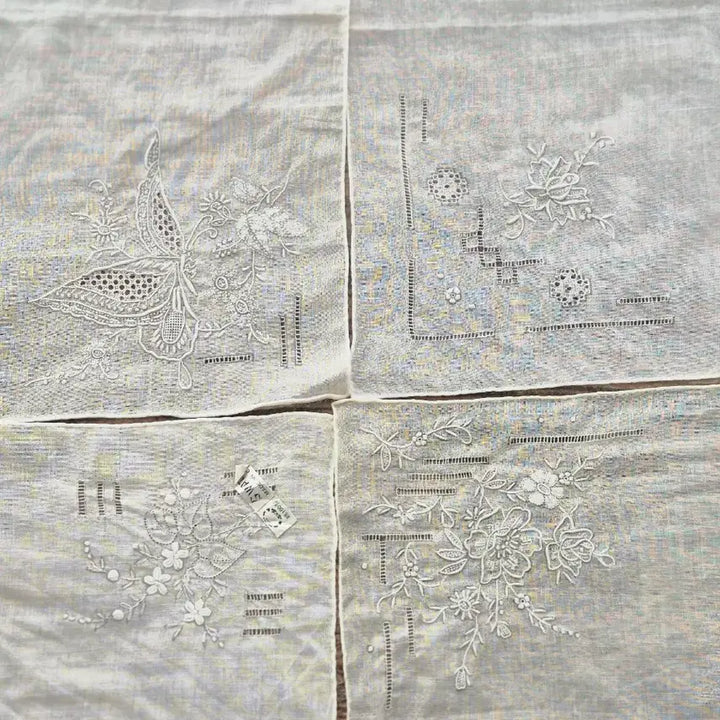 [BUNJANG] Embroidered Lace Handkerchief Set / 자수 레이스 손수건 4장