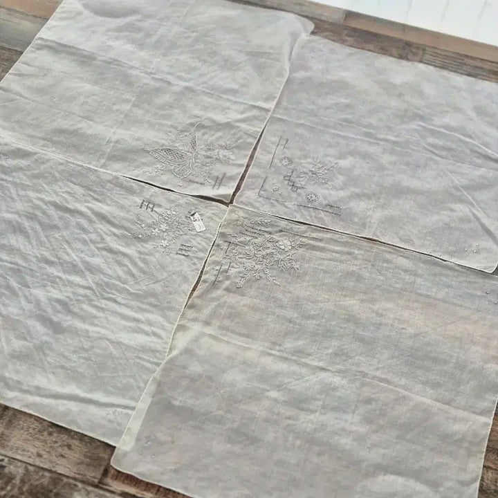 [BUNJANG] Embroidered Lace Handkerchief Set / 자수 레이스 손수건 4장
