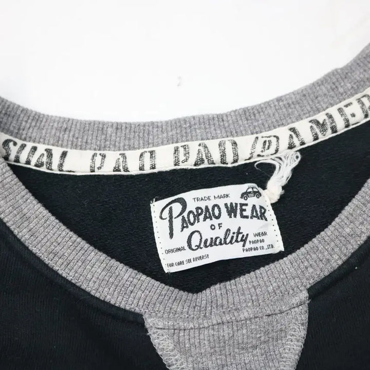 [BUNJANG] Paopao Wear Michigan Motorcycle Raglan Sweatshirt / Paopao Wear 빈티지 미시간 모터사이클 배색 래글런 맨투맨 (F)